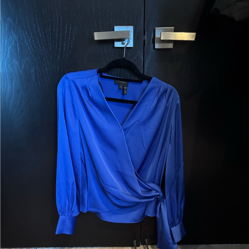 Donna Karan Royal Blue Wrap Blouse